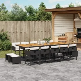 Set comedor de jardín con cojines 15 pzas ratán sintético negro de , Conjuntos de jardín - Ref: Foro24-3211359, Precio: 934,2...