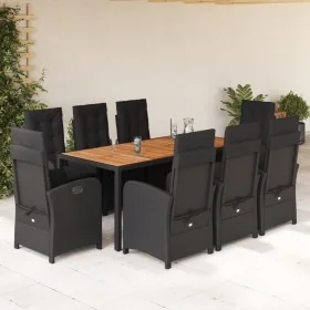 Set de comedor de jardín 9 pzas y cojines ratán sintético negro by , Garden sets - Ref: Foro24-3212237, Price: 1,00 €, Discou...