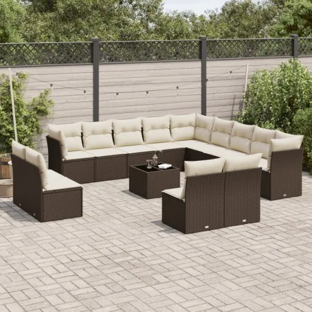 Set sofás de jardín 14 pzas con cojines ratán sintético marrón by , Garden sets - Ref: Foro24-3250342, Price: 857,67 €, Disco...
