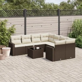 Set de sofás de jardín 9 pzas y cojines ratán sintético marrón by , Garden sets - Ref: Foro24-3218753, Price: 586,11 €, Disco...