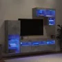 Muebles TV pared con LED 6 pzas madera ingeniería gris hormigón by , TV Furniture - Ref: Foro24-3216735, Price: 204,64 €, Dis...