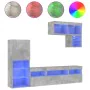Muebles TV pared con LED 6 pzas madera ingeniería gris hormigón by , TV Furniture - Ref: Foro24-3216735, Price: 204,64 €, Dis...
