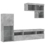 Muebles TV pared con LED 6 pzas madera ingeniería gris hormigón by , TV Furniture - Ref: Foro24-3216735, Price: 204,64 €, Dis...