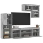 Muebles TV pared con LED 6 pzas madera ingeniería gris hormigón by , TV Furniture - Ref: Foro24-3216735, Price: 204,64 €, Dis...