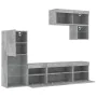 Muebles TV pared con LED 6 pzas madera ingeniería gris hormigón by , TV Furniture - Ref: Foro24-3216735, Price: 204,64 €, Dis...
