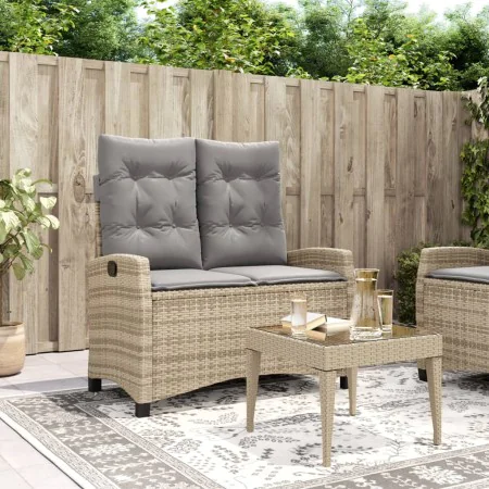 Sillón reclinable de jardín con cojines ratán sintético beige by , garden benches - Ref: Foro24-368230, Price: 182,88 €, Disc...