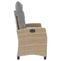 Sillón reclinable de jardín con cojines ratán sintético beige by , garden benches - Ref: Foro24-368230, Price: 182,88 €, Disc...