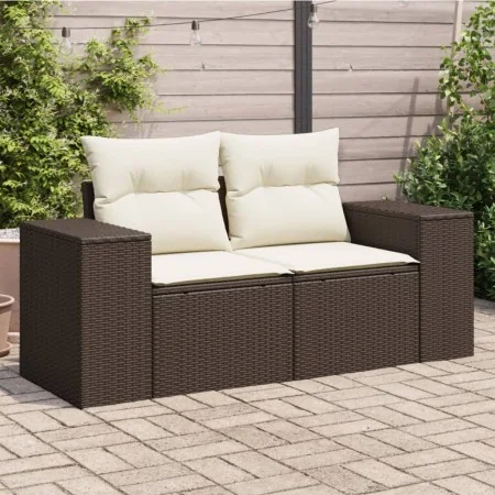 Sofá de jardín con cojines 2 plazas ratán sintético marrón by , Outdoor sofas - Ref: Foro24-366223, Price: 186,41 €, Discount: %
