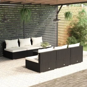 Set de muebles de jardín y cojines 7 pzas ratán sintético negro von , Gartensets - Ref: Foro24-3101455, Preis: 782,34 €, Raba...