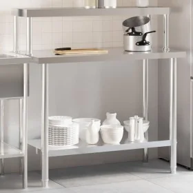 Mesa de trabajo para cocina con estante acero inox 110x55x120cm by , Restoration - Ref: Foro24-3208895, Price: 225,19 €, Disc...