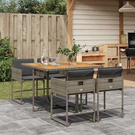 Set comedor de jardín 5 piezas con cojines ratán sintético gris by , Garden sets - Ref: Foro24-3211262, Price: 332,70 €, Disc...