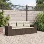 Set sofás de jardín 3 piezas y cojines ratán sintético marrón by , Garden sets - Ref: Foro24-3254600, Price: 234,84 €, Discou...