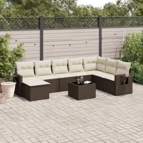 Set de sofás de jardín 9 pzas y cojines ratán sintético marrón by , Garden sets - Ref: Foro24-3252910, Price: 554,87 €, Disco...