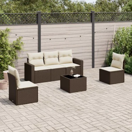 Set sofás de jardín 6 piezas y cojines ratán sintético marrón by , Garden sets - Ref: Foro24-3218793, Price: 378,88 €, Discou...