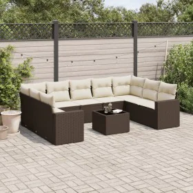 Set de sofás de jardín 10 pzas y cojines ratán sintético marrón by , Modular outdoor sofas - Ref: Foro24-3251750, Price: 662,...