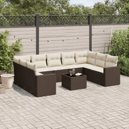 Set de sofás de jardín 10 pzas y cojines ratán sintético marrón von , Modulare Sofas für den Außenbereich - Ref: Foro24-32517...