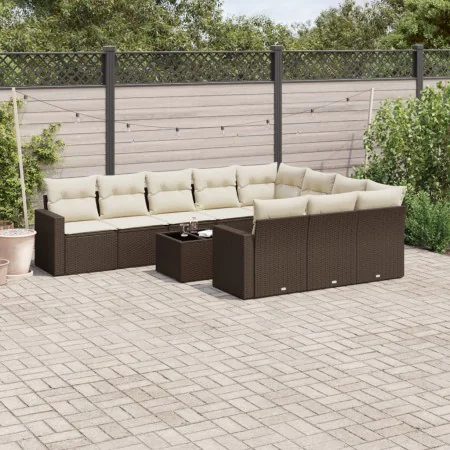 Set de sofás de jardín 11 pzas cojines ratán sintético marrón von , Modulare Sofas für den Außenbereich - Ref: Foro24-3251840...