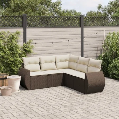 Set comedor de jardín 5 piezas y cojines ratán sintético marrón von , Gartensets - Ref: Foro24-3253690, Preis: 374,99 €, Raba...