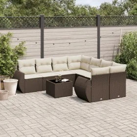 Set de sofás de jardín 9 pzas y cojines ratán sintético marrón by , Garden sets - Ref: Foro24-3253500, Price: 625,05 €, Disco...