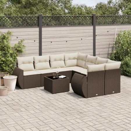 Set de sofás de jardín 9 pzas y cojines ratán sintético marrón von , Gartensets - Ref: Foro24-3253500, Preis: 625,05 €, Rabat...