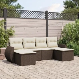 Set sofás de jardín 6 piezas y cojines ratán sintético marrón von , Gartensets - Ref: Foro24-3254060, Preis: 384,10 €, Rabatt: %