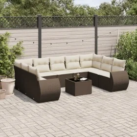 Set de sofás de jardín 10 pzas y cojines ratán sintético marrón by , Garden sets - Ref: Foro24-3254150, Price: 678,36 €, Disc...