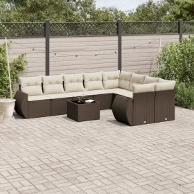 Set de sofás de jardín 10 pzas y cojines ratán sintético marrón by , Garden sets - Ref: Foro24-3254190, Price: 678,36 €, Disc...