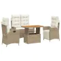 Set de comedor jardín con cojines 4 pzas ratán sintético beige de , Conjuntos de jardín - Ref: Foro24-3277480, Precio: 566,50...