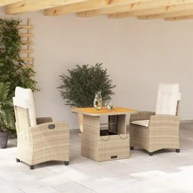 Set comedor de jardín 3 pzas con cojines ratán sintético beige by , Garden sets - Ref: Foro24-3277409, Price: 401,10 €, Disco...