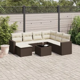 Set of 8 garden sofas and cushions synthetic rattan brown by , Garden sets - Ref: Foro24-3219303, Price: 502,42 €, Discount: %