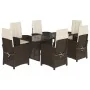 Set comedor de jardín 7 pzas con cojines ratán sintético marrón de , Conjuntos de jardín - Ref: Foro24-3212254, Precio: 954,6...