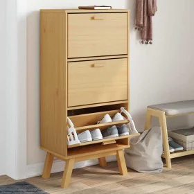OLDEN Schuhregal Kiefernholz massiv braun 55x35x120 cm von , Schuhregale und Schuhorganisatoren - Ref: Foro24-358618, Preis: ...