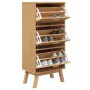 Zapatero OLDEN madera maciza de pino marrón 55x35x120 cm de , Zapateros y organizadores de calzado - Ref: Foro24-358618, Prec...