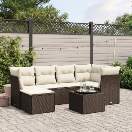 Juego de sofás de jardín 7 piezas con cojines ratán PE marrón von , Gartensets - Ref: Foro24-3263189, Preis: 452,26 €, Rabatt: %