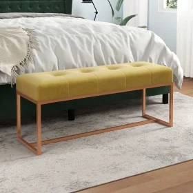 Senfgelbe Samtbank 110x36x45 cm von , Bänke für Hallen und Lager - Ref: Foro24-350602, Preis: 103,60 €, Rabatt: %
