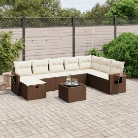 Set of 9 garden sofas and cushions synthetic rattan brown by , Garden sets - Ref: Foro24-3263909, Price: 578,31 €, Discount: %