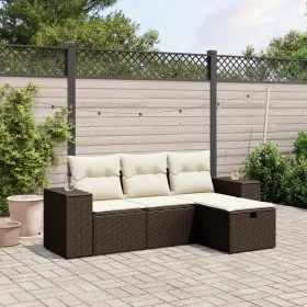 Set of 4 garden sofas and cushions synthetic rattan brown by , Garden sets - Ref: Foro24-3264379, Price: 279,39 €, Discount: %