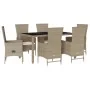 7 pcs garden dining set with cushions synthetic rattan beige by , Garden sets - Ref: Foro24-3277579, Price: 815,30 €, Discoun...
