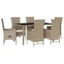 7-teiliges Garten-Esszimmer-Set mit Kissen synthetisches Rattan beige von , Gartensets - Ref: Foro24-3277579, Preis: 815,36 €...
