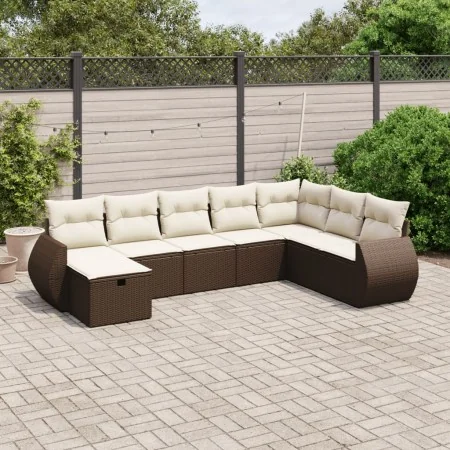 Set of 8 garden sofas and cushions synthetic rattan brown by , Garden sets - Ref: Foro24-3264209, Price: 545,55 €, Discount: %