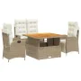 Garten-Esszimmergarnitur mit Kissen 4-teilig synthetisches Rattan beige von , Gartensets - Ref: Foro24-3277477, Preis: 639,84...