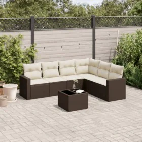 7-piece garden sofa set with brown PE rattan cushions by , Garden sets - Ref: Foro24-3219013, Price: 456,28 €, Discount: %