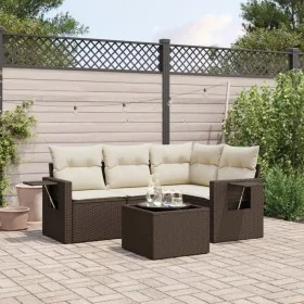 Set comedor de jardín 5 piezas y cojines ratán sintético marrón by , Garden sets - Ref: Foro24-3252460, Price: 361,83 €, Disc...