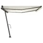 Toldo manual retráctil con LED color crema 450x350 cm by , Awnings - Ref: Foro24-3069842, Price: 557,74 €, Discount: %