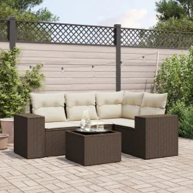 5-piece garden dining set and cushions synthetic rattan brown by , Garden sets - Ref: Foro24-3254860, Price: 370,31 €, Discou...