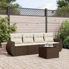 5-piece garden dining set and cushions synthetic rattan brown by , Garden sets - Ref: Foro24-3253430, Price: 336,16 €, Discou...