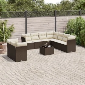 Set de sofás de jardín 10 pzas y cojines ratán sintético marrón by , Garden sets - Ref: Foro24-3249692, Price: 682,79 €, Disc...