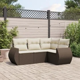 Set de sofás de jardín 4 pzas y cojines ratán sintético marrón by , Garden sets - Ref: Foro24-3253650, Price: 316,83 €, Disco...
