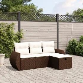 Set mit 4 Gartensofas und Kissen Kunstrattan braun von , Gartensets - Ref: Foro24-3264069, Preis: 284,94 €, Rabatt: %
