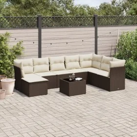 Set de sofás de jardín 9 pzas y cojines ratán sintético marrón de , Conjuntos de jardín - Ref: Foro24-3249902, Precio: 575,71...